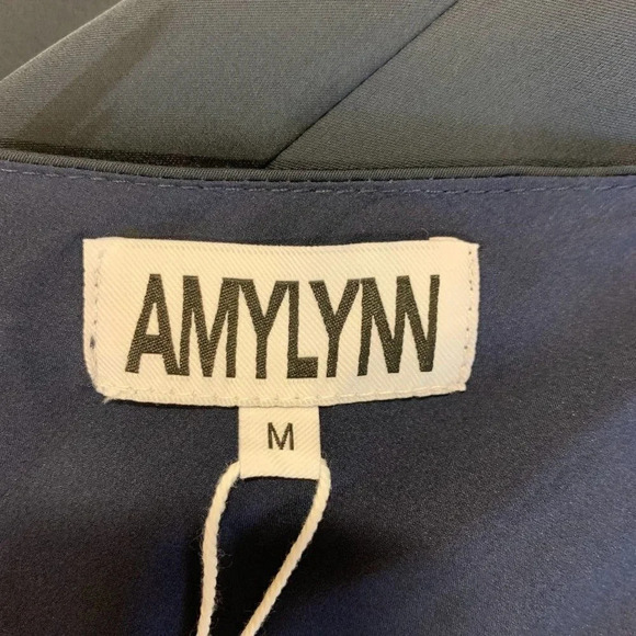 Amy Lynn Women's Gemma One-shoulder Satin Dress In Navy Blue Size M NWT - Picture 10 of 16